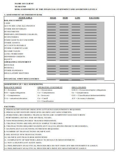 10 Audit Risk Assessment Templates In Pdf Xls Doc Free And Premium