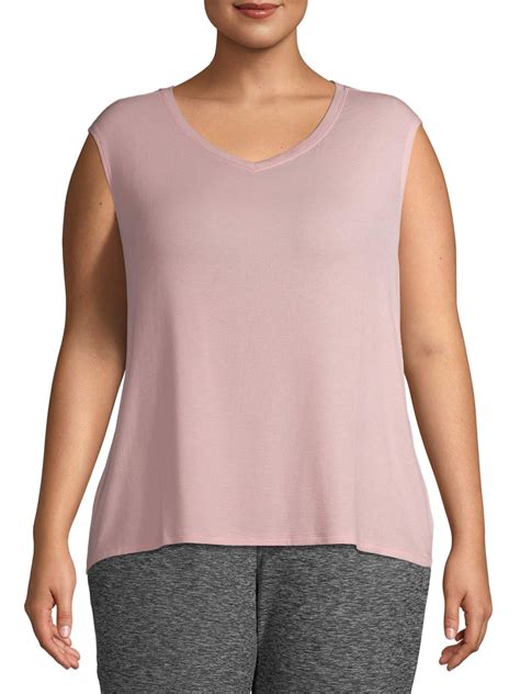 Athletic Works Womens Plus Size Active Double V Neck Tee