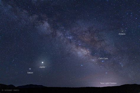Milky Way Saturn Jupiter Antares Scorpius From San Cristobal Nm