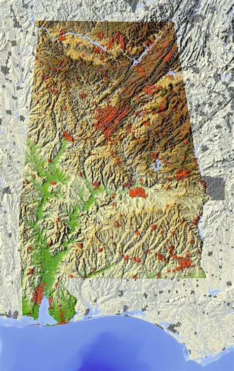 Alabama Relief Map Stock Illustration Illustration Of Topography