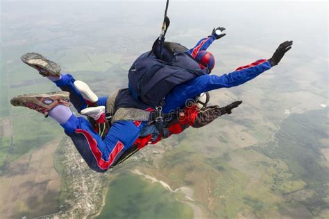 Skydiving Photo Tandem Jump In Freefall Stock Photo Image Of Tandem