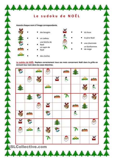 Le Sudoku De Noël Vocabulaire De Noel Sudoku Et Noel