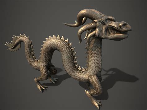 3d Model Chinese Dragon Statue Pbr Low Poly Cgtrader