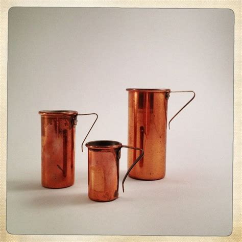Vintage Copper Measuring Cups Brass Handled Set Of 3 Vintage Copper
