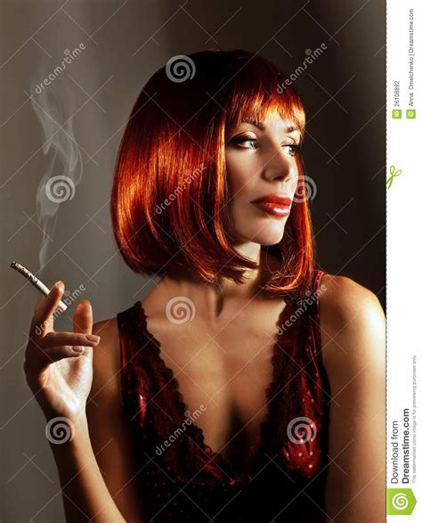 Beautiful Woman Smoke Cigarette Stock Photography Image