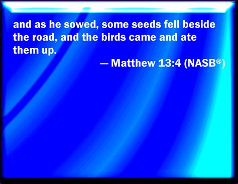 Matthew 134 And When He Sowed Some Seeds Fell By The Way Side And