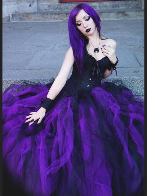 Romantic Black And Purple Gothic Corset Long Prom Dress