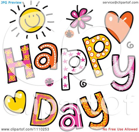 Clipart Colorful Sketched Happy Day Text Royalty Free