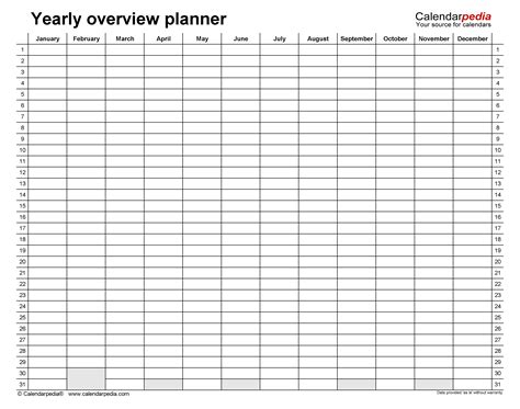 Yearly Planners In Microsoft Excel Format 36 Templates