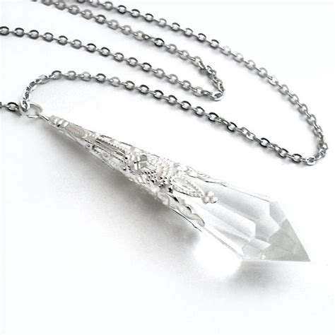 Crystal Clear Prism In Silver Filigree Pendant Necklace