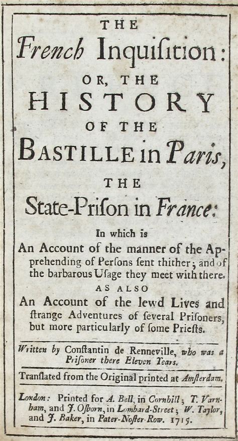 The French Inquisition Or The History Of The Bastille In Paris The