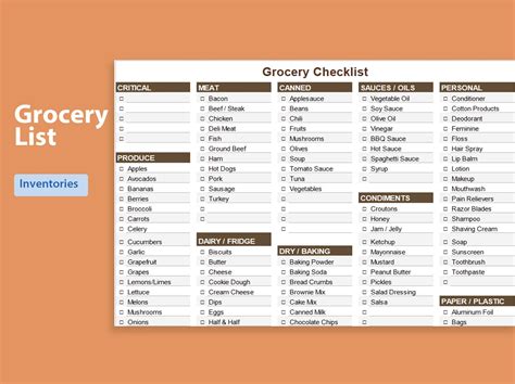 Excel Shopping List Template