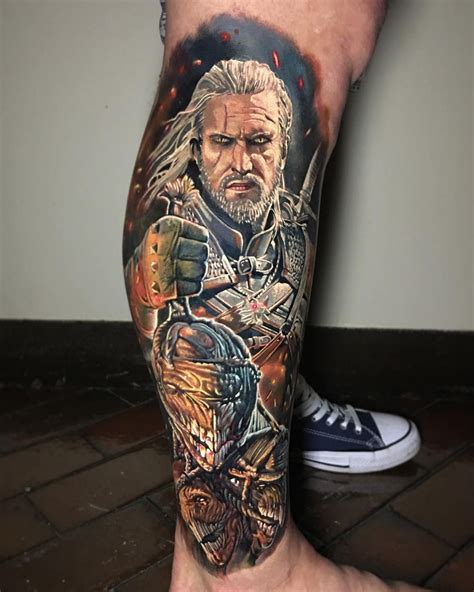 Witcher Tattoo By Ben Kaye Witcher Tattoo Gaming Tattoo Cool Tattoos