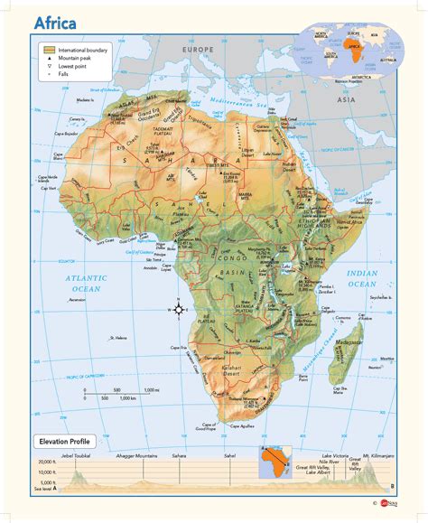 Africa Physical Wall Map By Geonova Mapsales