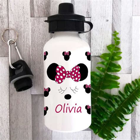 Minnie Mouse Bottle Girls Personalised Water Bottle Tiger Lily Prints