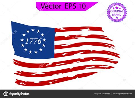 Betsy Ross 1776 Stars Distressed Flag Star Flag 1776 Flag Stock Vector