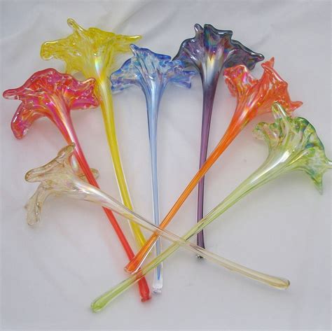 Blown Glass Iridescent Flowers Glass Flowers Glass Blowing Glass Art