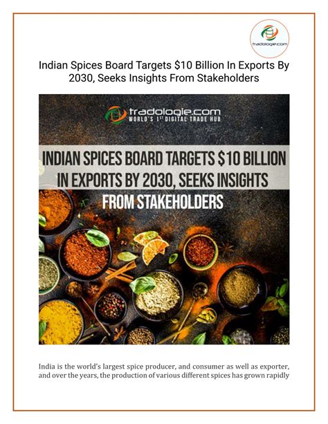 Ppt Indian Spices Board Targets 10 Billion In Exports By 2030 Seeks