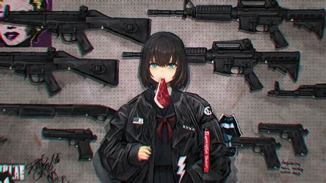 Anime Girl Gun Rifle Weapon 4k 42417 Wallpaper