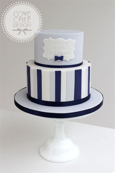 Blue And Navy Stripe Male Birthday Cake Birthday Cakes For Men Adult