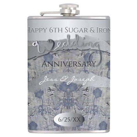 6th Wedding Anniversary Sugar And Iron Flask Zazzle Flask 6th