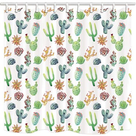 Bpbop Watercolor Succulent Natural Exotic Floral Cactus With Flower