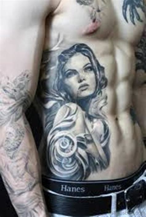 50 Graceful Portrait Tattoo On Rib