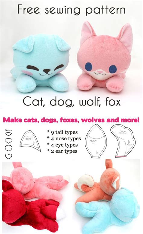 The Instructions For How To Make A Cat And Dog Stuffed Animal Pattern