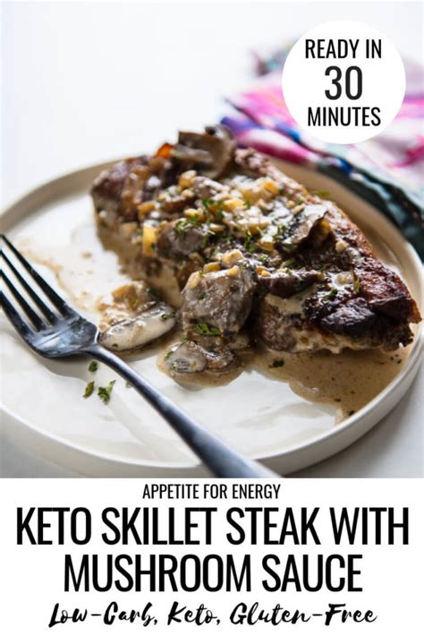 Whisk the gravy and water together and add to the skillet, cooking until thickened, which should take just a couple minutes. Keto Skillet Steak with Mushroom Sauce | Appetite For Energy