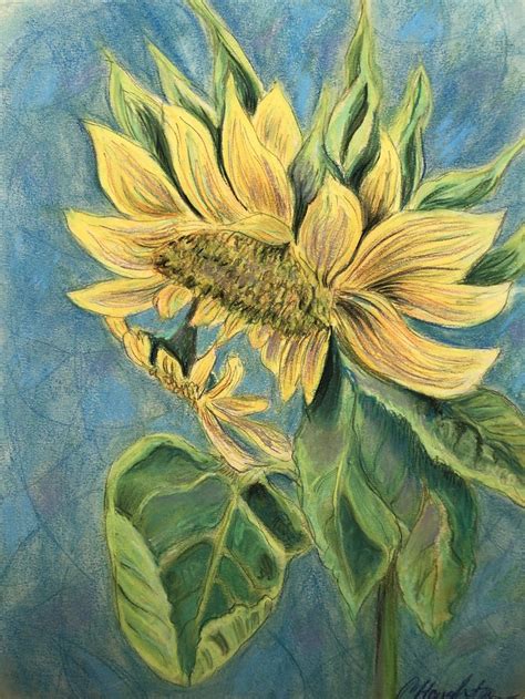 Tuscan Summer Sunflower Folk Illustration Painting Art
