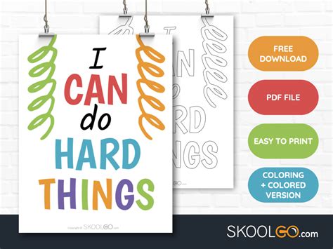I Can Do Hard Things Free Classroom Poster Skoolgo