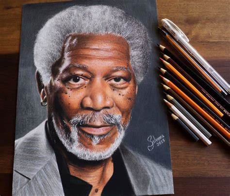 Morgan Freeman Portrait Drawing By Guilherme Silveira No 810