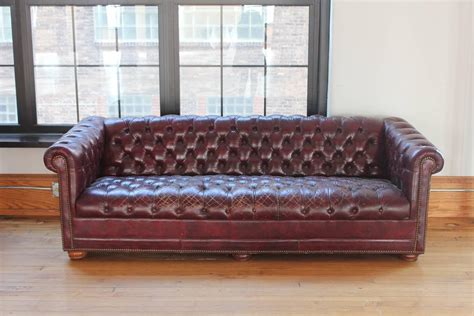 Vintage Distressed Burgundy Leather Chesterfield Sofa For Sale At 1stdibs