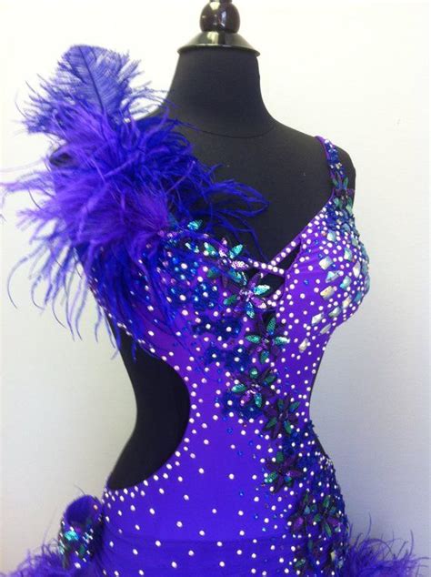 latin dance viola vestito con piume etsy con immagini vestiti vestiti da ballo abiti da