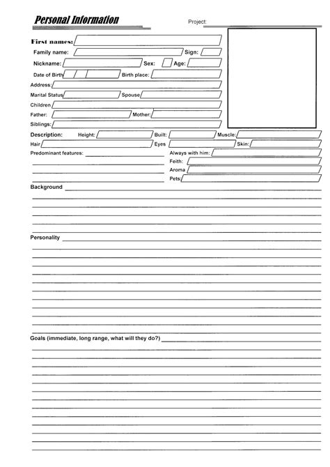 Character Profile Template Pdf