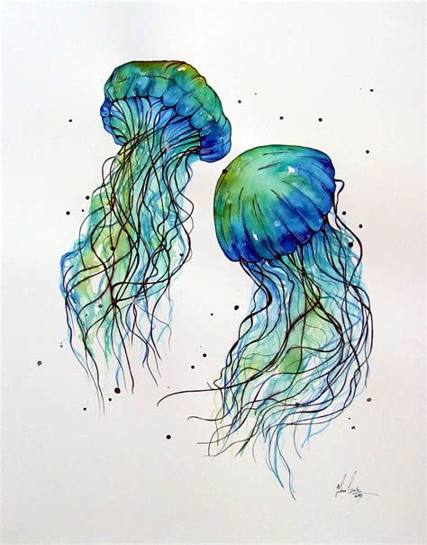 Jellyfish Art Watercolor Jellyfish Jellyfish Painting