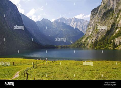 The Obersee Lake At Berchtesgaden National Park Bavaria Germany Stock
