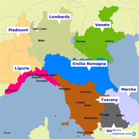 Stepmap Classics Northern Italy Landkarte Für Italy