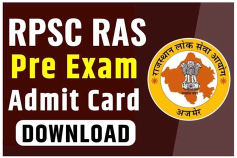 Rpsc Ras Pre Exam Admit Card 2023 राजस्थान आरएएस भर्ती प्री