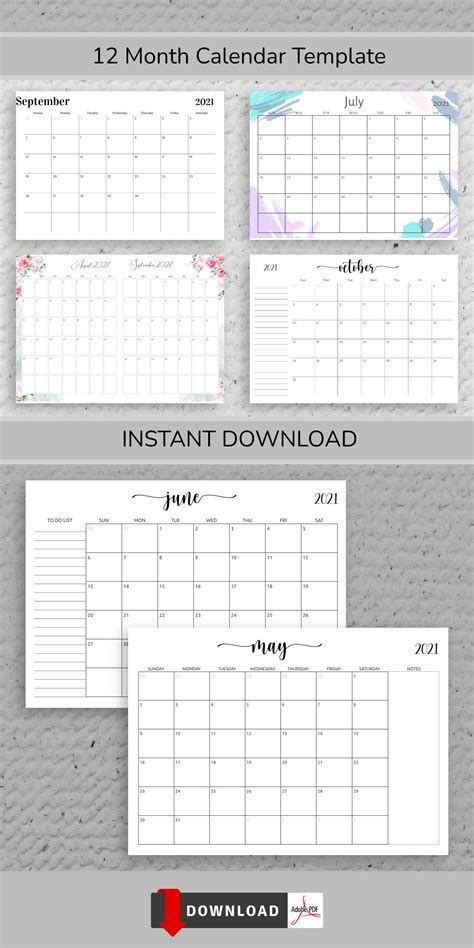 12 Month Calendar Template Help You Start Planning Your Life More