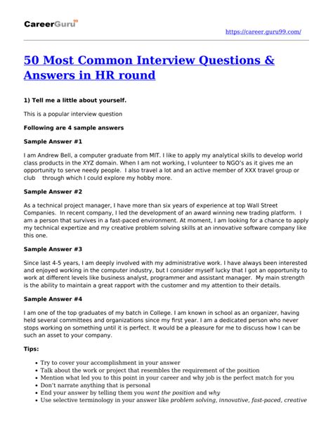 How To Answer 50 Most Common Interview Questions