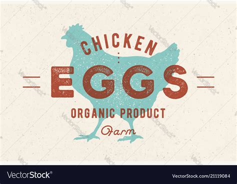 Chicken Eggs Vintage Hand Drawn Logo Royalty Free Vector