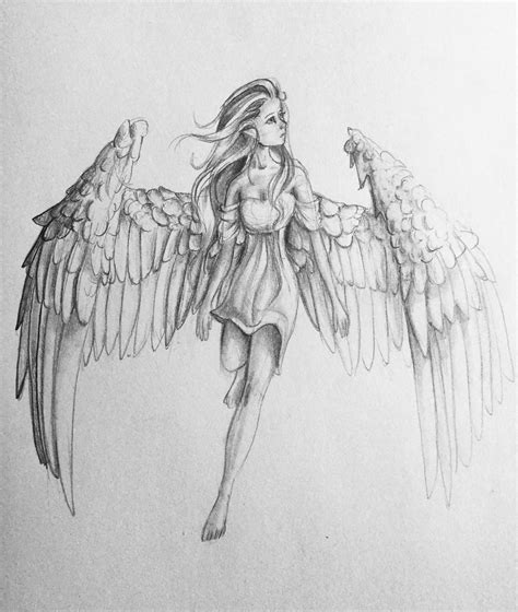 Anime Angel Girl Flying Drawing Anime Girl