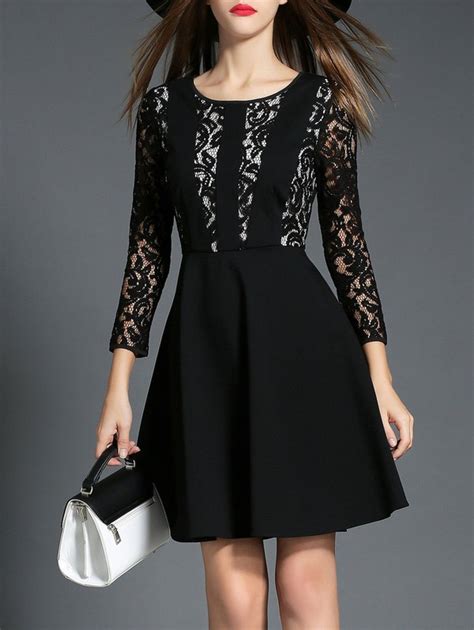 Lace Splicing Flare Dress