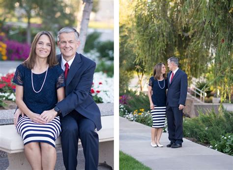 Senior Lds Missionary Couple Photographed At Mesa Az Temple Portrait
