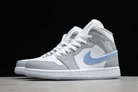 Best Sale Air Jordan 1 Mid Wolf Grey Aluminum For Men And Women Bq6472 105