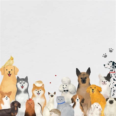 Free Vector Animal Background With Cute Pets Illustration