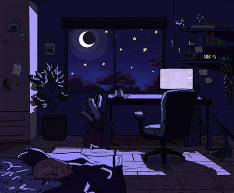 Night Time Digital Art By Me Room Anime Aesthetic Hd Wallpaper Pxfuel