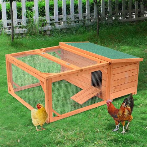 Anself Small Wooden Bunny Rabbit Guinea Pig Chicken Coop With Outdoor