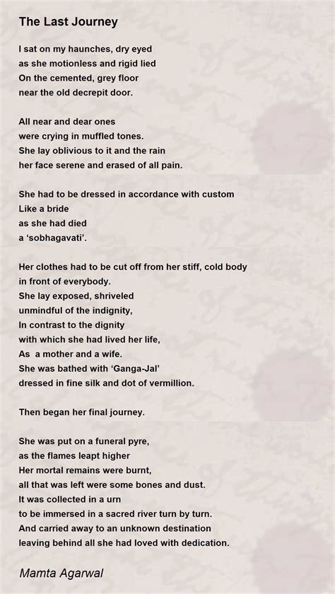 The Last Journey The Last Journey Poem By Mamta Agarwal
